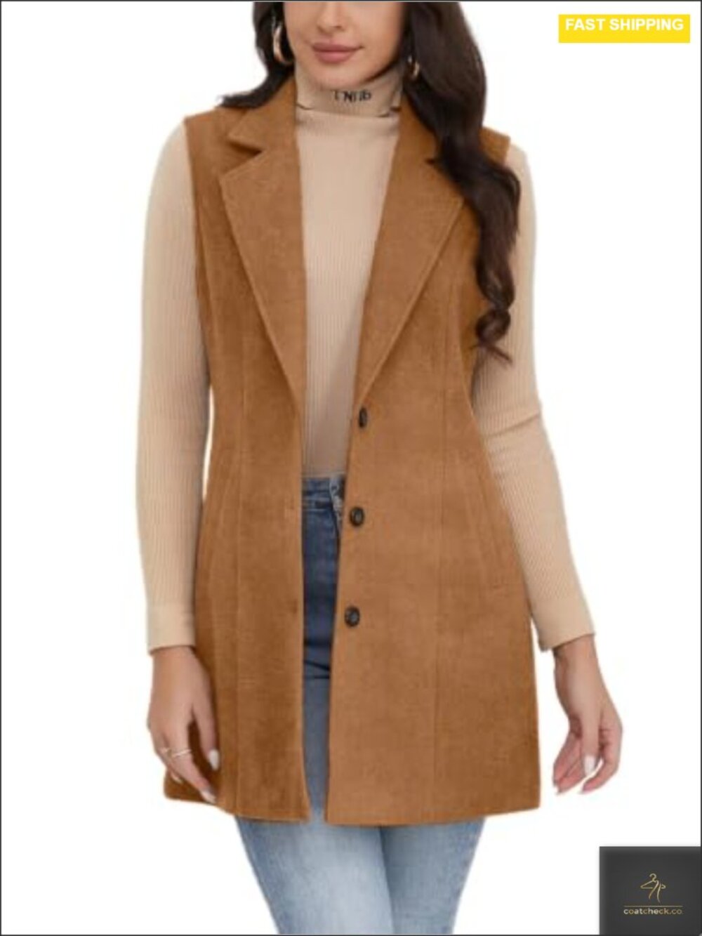 Women's Sleeveless Plaid Wool Vest Casual Blazer Jacket
